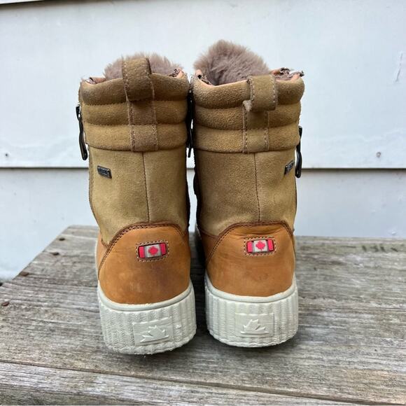 Pajar Cade Canada Shearling Insulated Tan Leather Ankle Winter Boot 7-7.5 EU38 - Picture 5 of 10